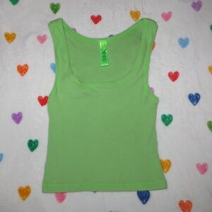 SKIMS cotton rib tank in neon green.